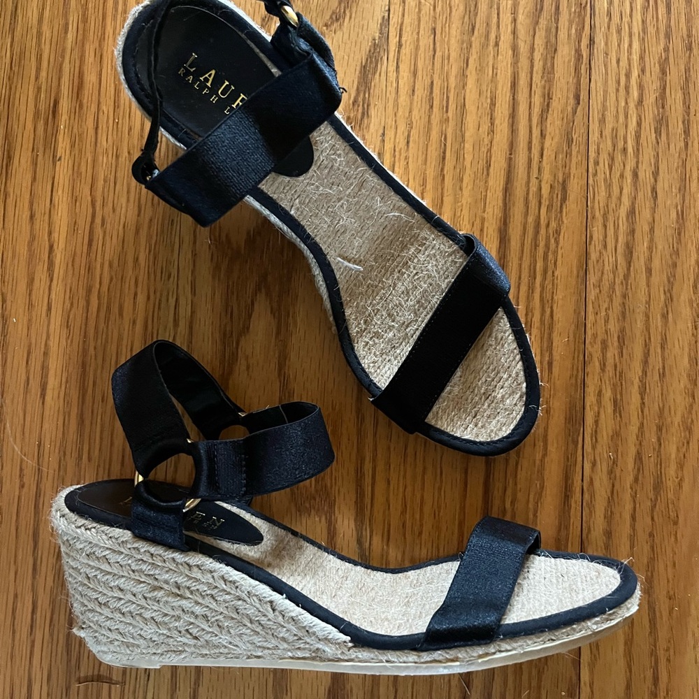 Ralph Lauren wedge sandal, black size 8
